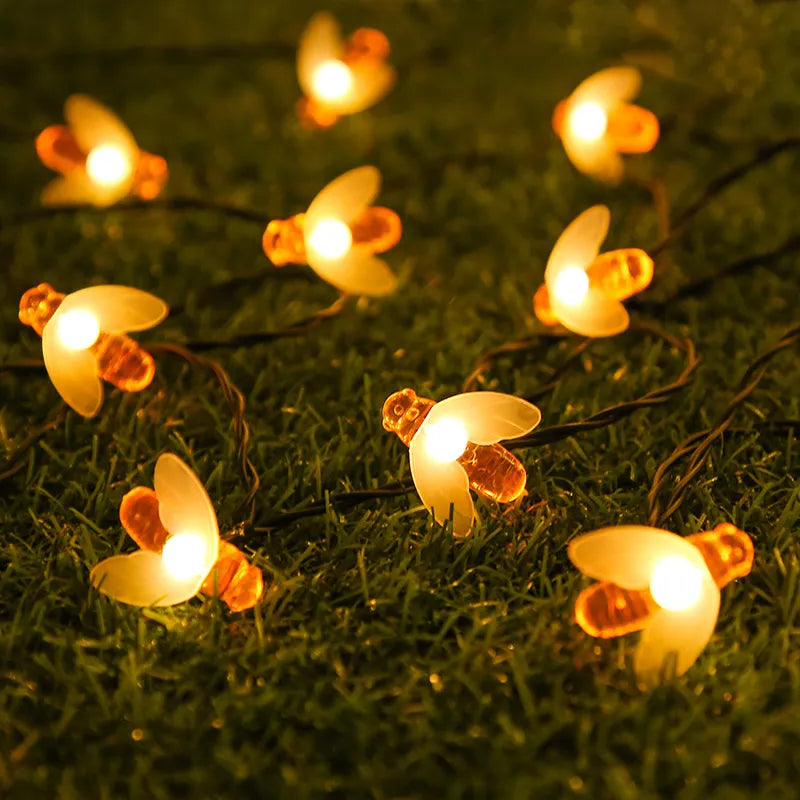 Solar Lichterkette Biene – LED Dekoleuchten für Garten Und Terrasse, Außenbeleuchtung Mit Bienendesign