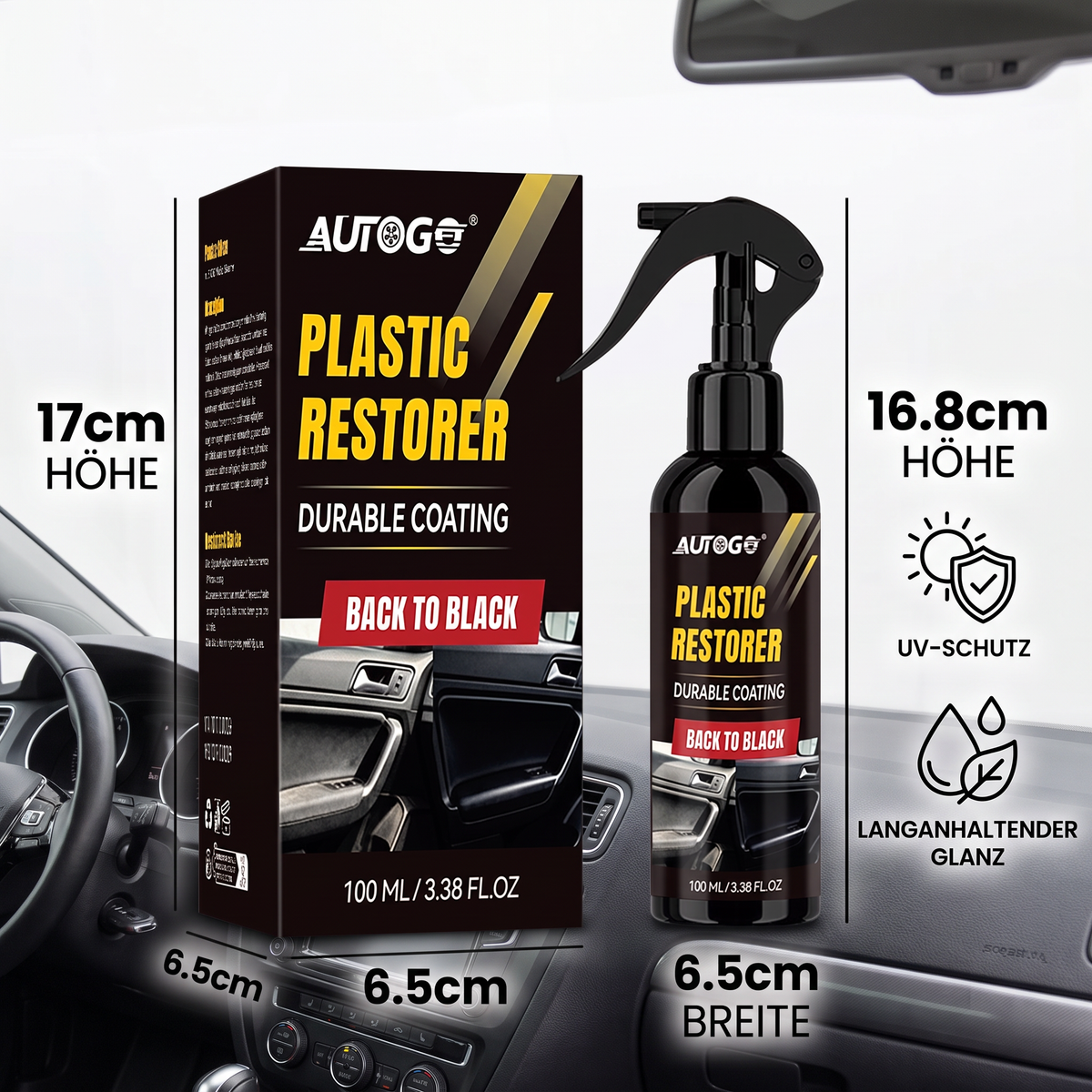 Kunststoff- & Zierleisten-Aufbereiter fürs Auto mit UV-Schutz
