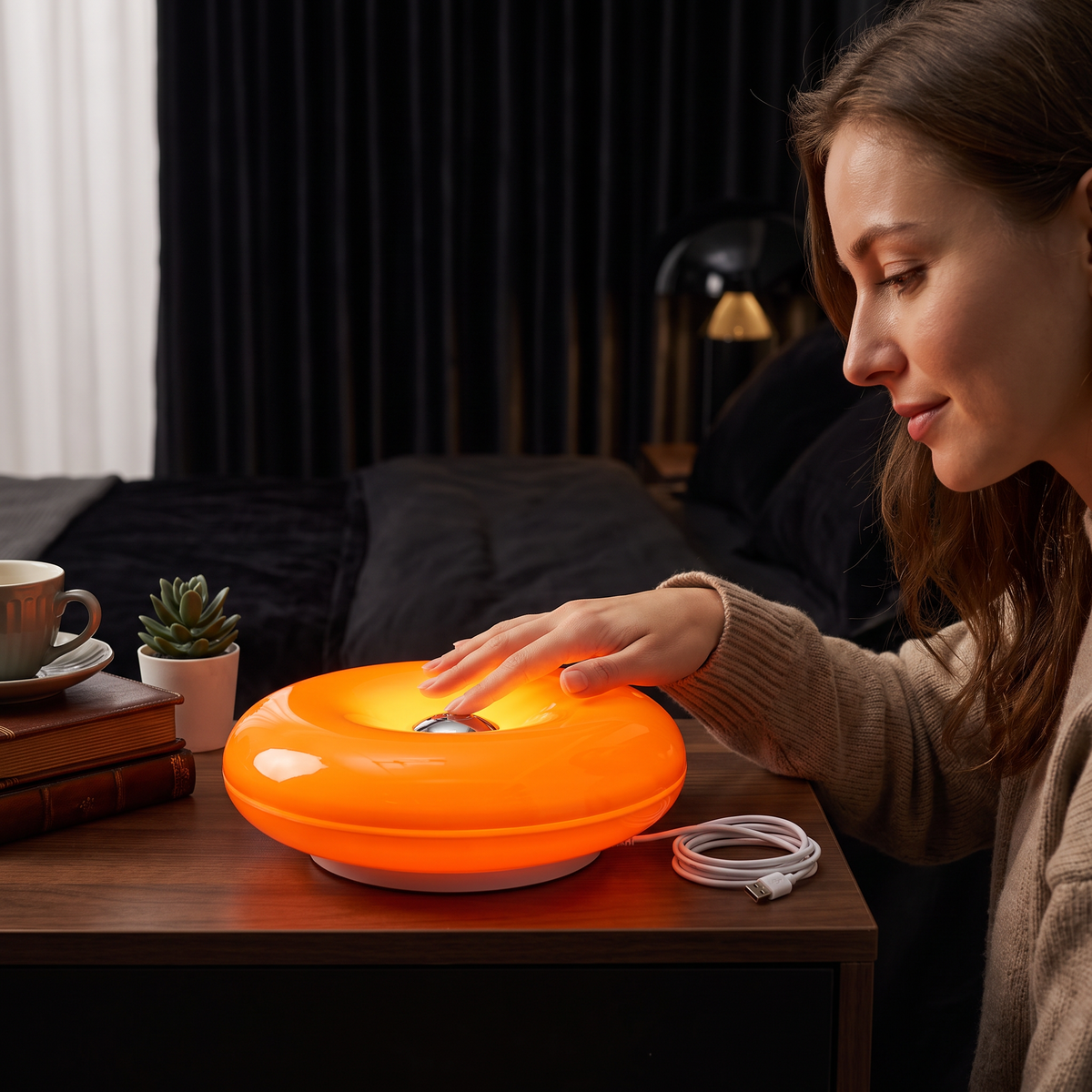 Retro-LED-Lampe in Donut-Form mit gemütlichem Ambientelicht