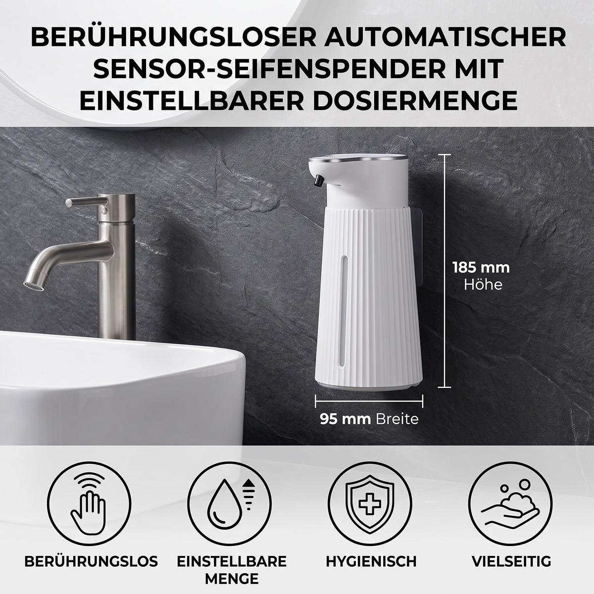 Berührungsloser automatischer Sensor-Seifenspender mit einstellbarer Dosiermenge