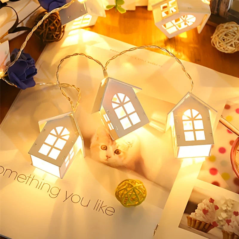 LED Lichterkette Mit Mini-häusern – Dekorative Weihnachtsbeleuchtung Für Innenbereich