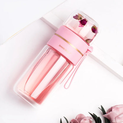 Doppelwandige Glasflasche mit Teesieb und Infuser