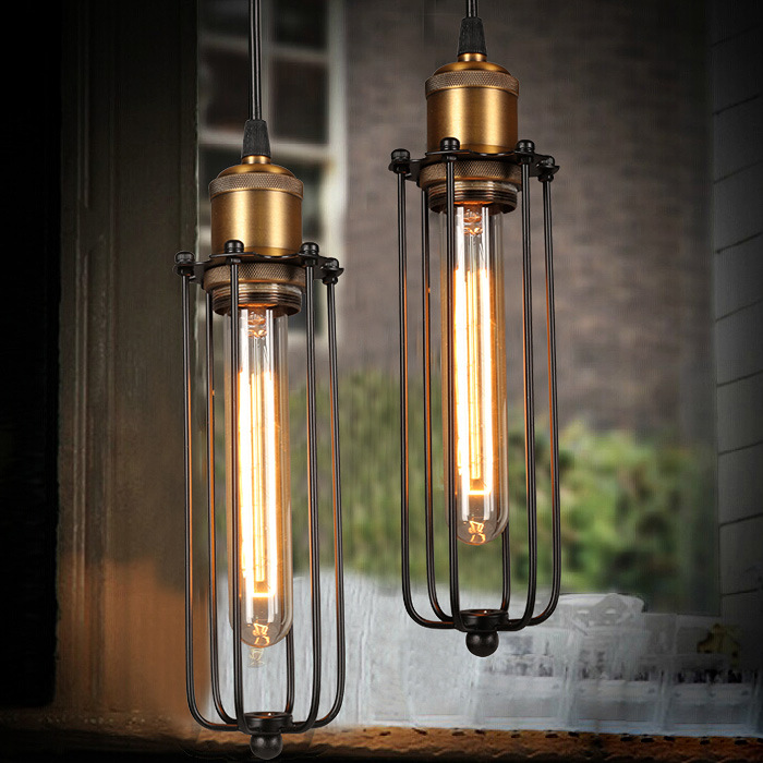 Industrielle Pendelleuchte im Retro-Design – Vintage Hängelampe mit Metallgitter