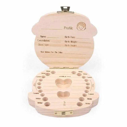 Holz-Zahnbox für Wertvolle Erinnerungen – Mit Platz für Milchzähne und Persönliche Daten