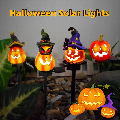 Halloween Solarleuchten – Dekorative LED Gartenlichter Mit Kürbis- Und Hexen-Motiven