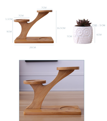 Dekorativer Pflanzenständer aus Holz – Pflanzentöpfe im Eulen-Design für Sukkulenten und Zimmerpflanzen