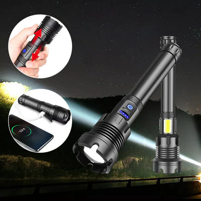 Taktische Taschenlampe – LED Taschenlampe mit Zoom & Powerbank-Funktion