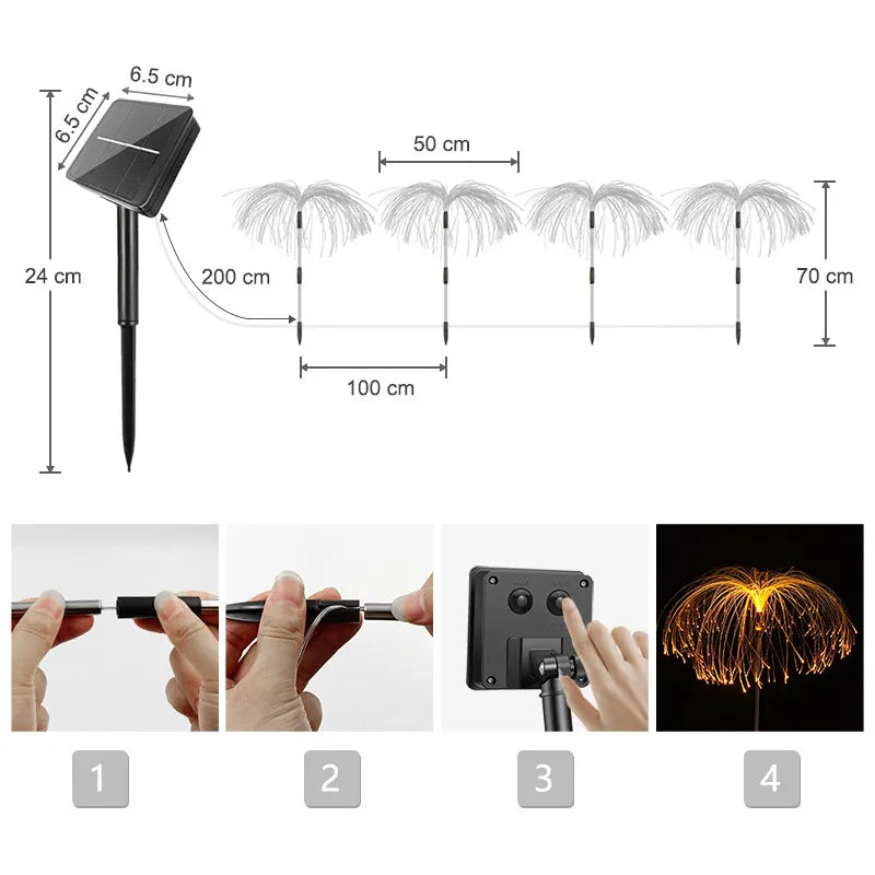 Solar Gartenleuchte Mit Farbwechsel – LED Rasenlicht Für Garten Und Terrasse, Feuerwerk Design