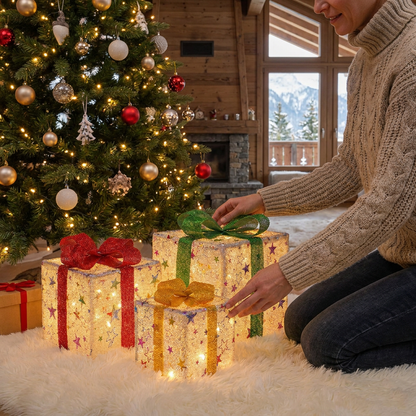 Leuchtendes LED-Weihnachtsgeschenkbox-Dekorationsset