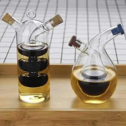 Öl und Essigspender – Doppelte Glasflasche für Stilvolles Servieren und Aufbewahren