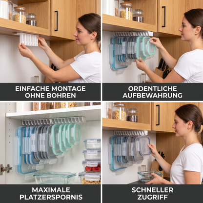 Platzsparender Organizer-Ständer für Tupperware-Deckel