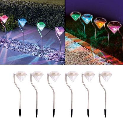 Solar Gartenleuchte in Diamantform – LED Lampen für den Außenbereich zur Dekoration und Beleuchtung