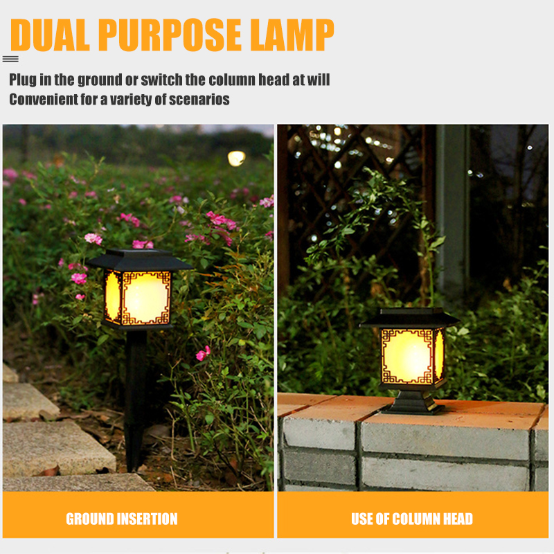 Solar LED Gartenlampe – Große quadratische Lampe mit warmem Licht und dualer Nutzung