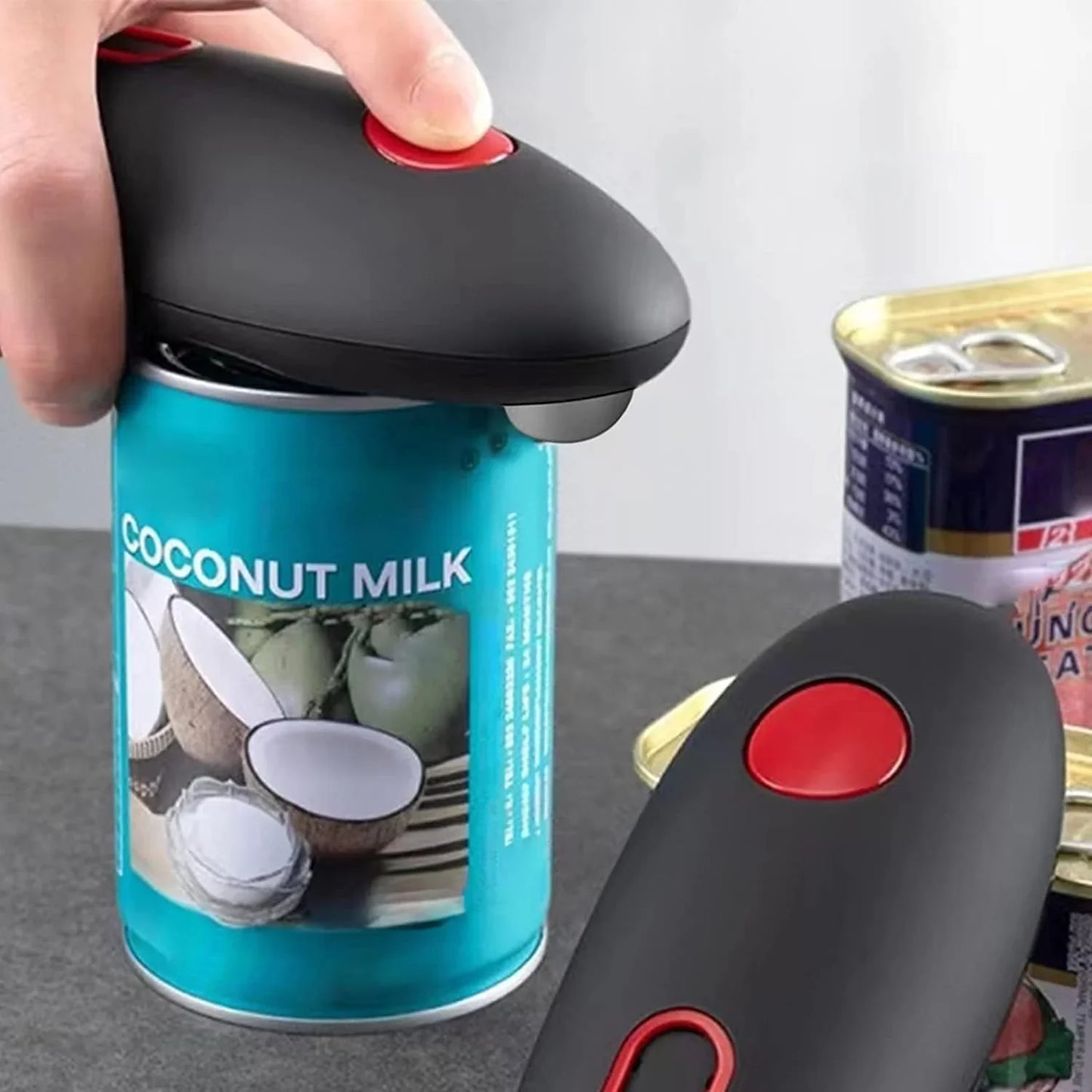 Automatischer Dosenöffner mit Ergonomischem Griff und Ein-Knopf-Bedienung