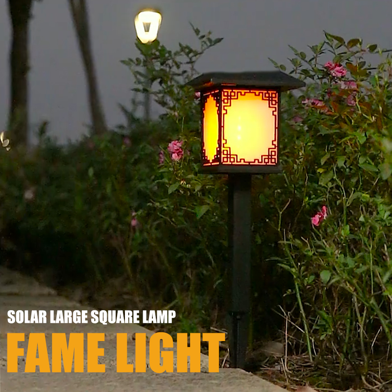 Solar LED Gartenlampe – Große quadratische Lampe mit warmem Licht und dualer Nutzung