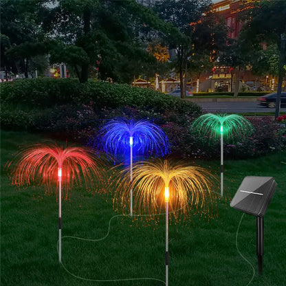 Solar Gartenleuchte Mit Farbwechsel – LED Rasenlicht Für Garten Und Terrasse, Feuerwerk Design