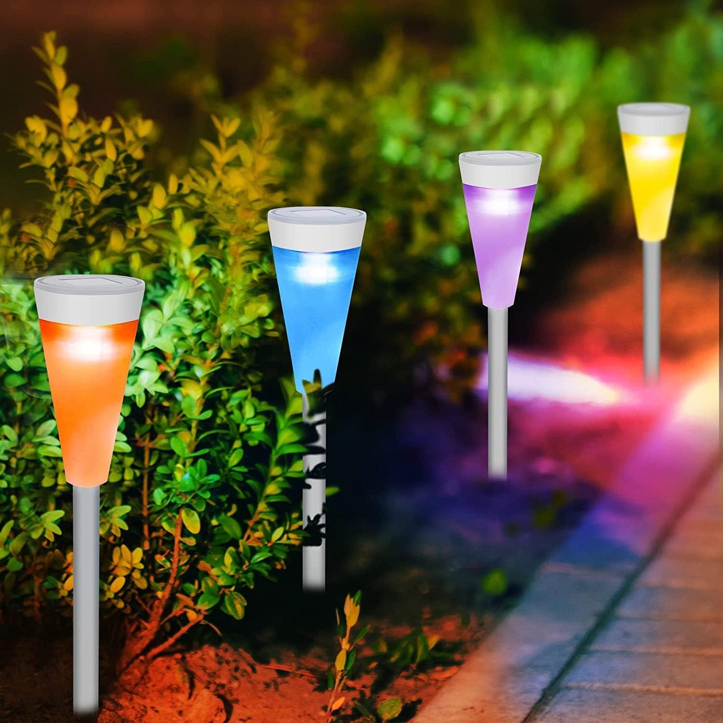 Solar LED Gartenleuchte Mit Farbwechsel – Dekorative Außenbeleuchtung für Blumenbeete Und Wege