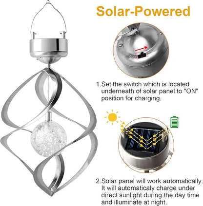 LED Solar Windspiel Mit Farbwechsel – Dekorative Gartenbeleuchtung für Außenbereich