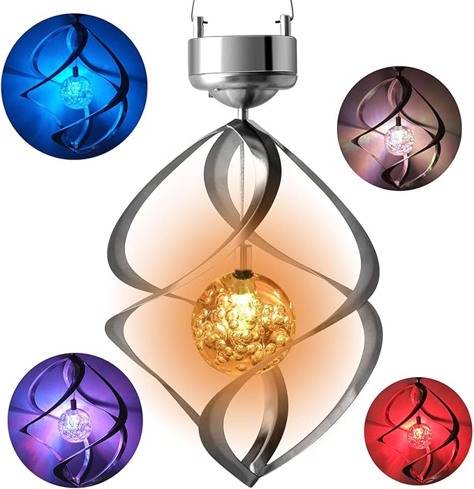 LED Solar Windspiel Mit Farbwechsel – Dekorative Gartenbeleuchtung für Außenbereich