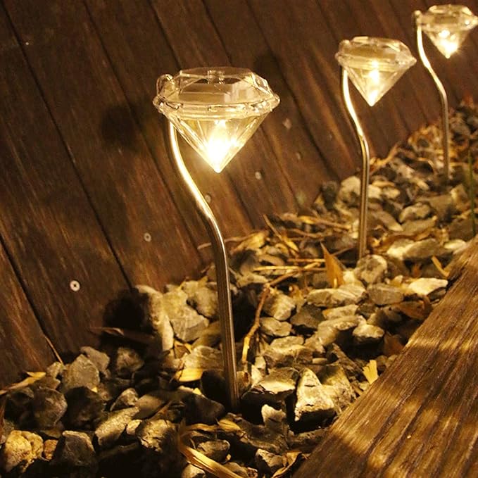 Solar Gartenleuchte in Diamantform – LED Lampen für den Außenbereich zur Dekoration und Beleuchtung