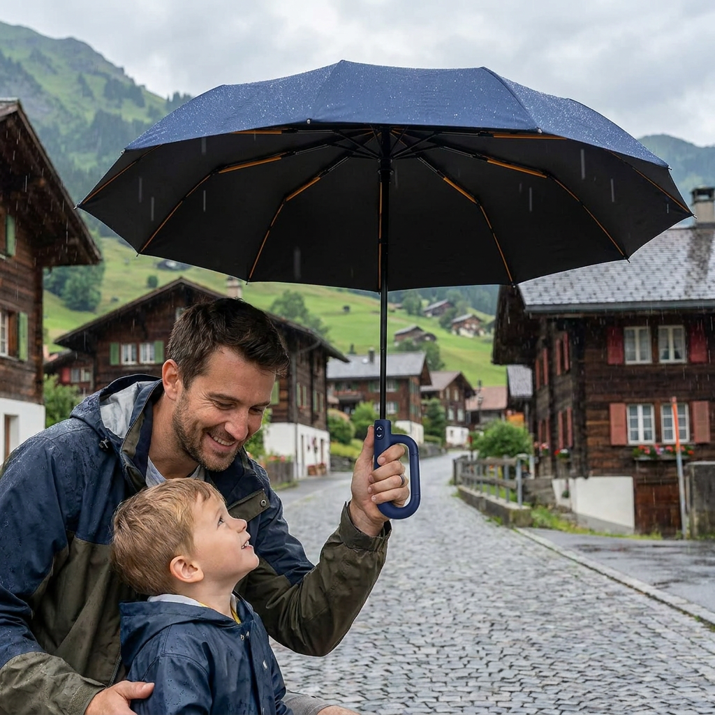 Premium-Automatik-Faltschirm für Sonne & Regen – Kompakt & windfest