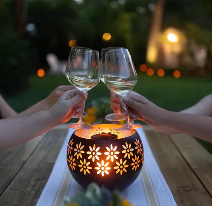 Blumenmuster Kerzenlampe – Dekorative LED Tischlampe für Stilvolle Beleuchtung