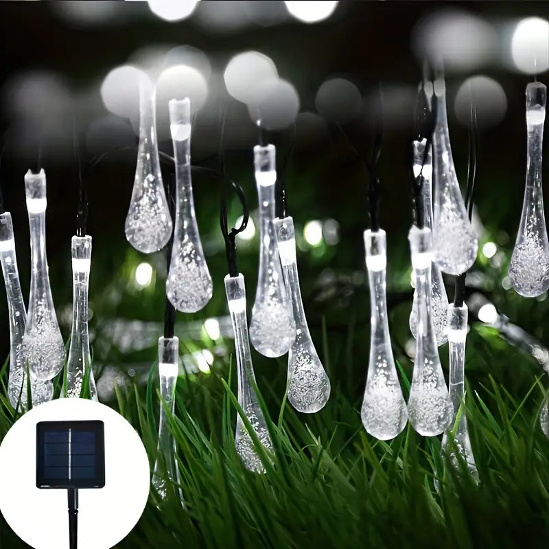 Solar LED Lichterkette – Bunte Tropfenlichter für Garten, Terrasse und Dekoration