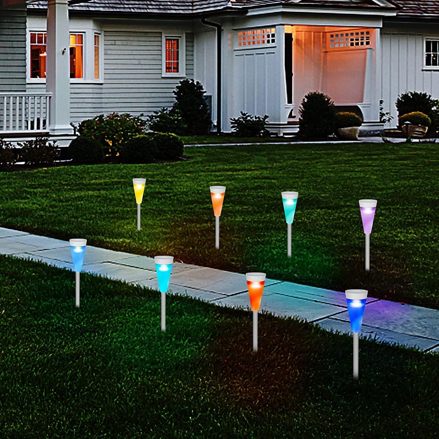 Solar LED Gartenleuchte Mit Farbwechsel – Dekorative Außenbeleuchtung für Blumenbeete Und Wege