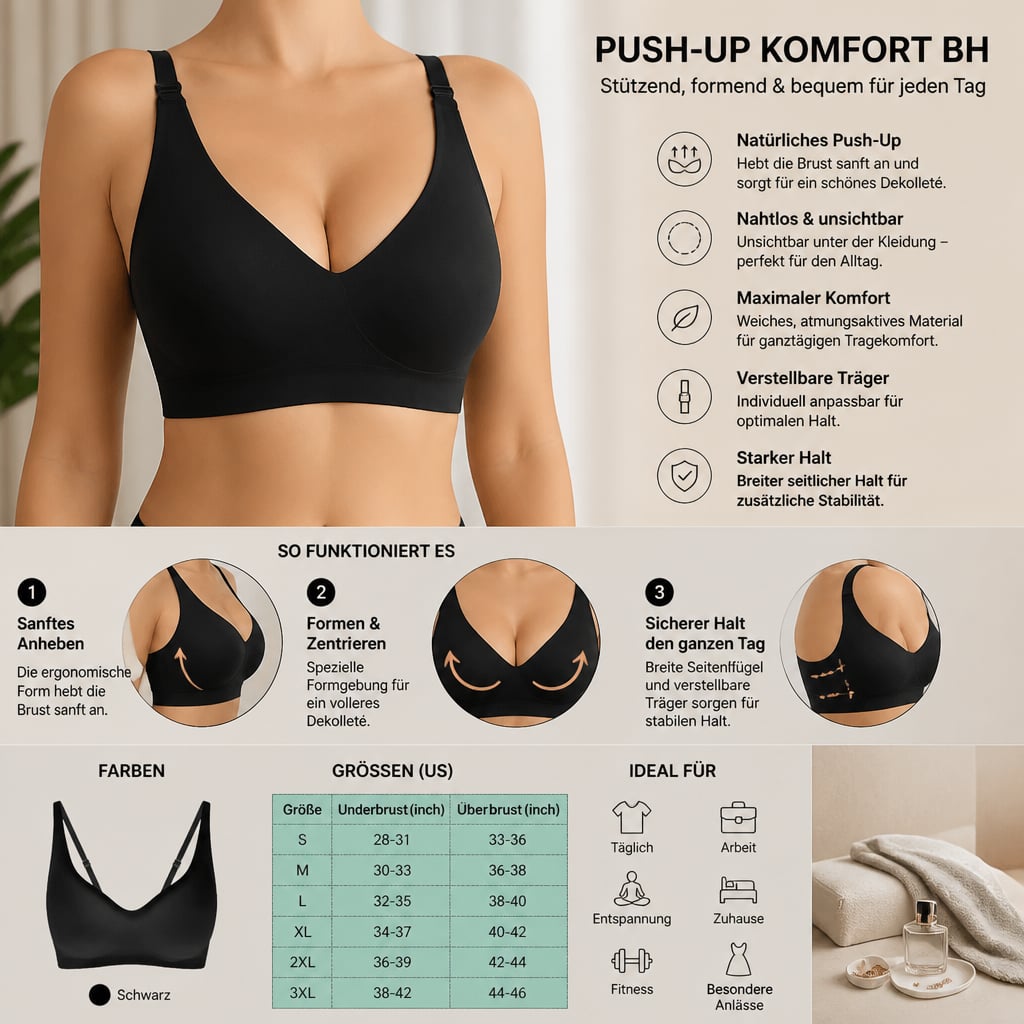 Push-Up Komfort BH – Stützend, formend & bequem für jeden Tag
