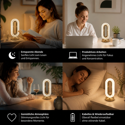 Wiederaufladbare Kristall-LED-Tischlampe – Elegantes stimmungsvolles Nachtlicht