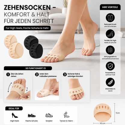 Damen Zehensocken – Atmungsaktive Antirutsch-Socken für High Heels & maximalen Komfort (4 Paar)
