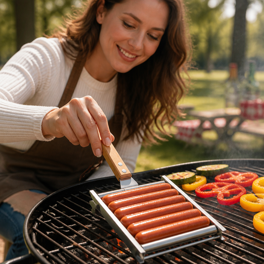 Edelstahl Würstchenhalter – Rollbarer Grillaufsatz für Hotdogs & Würstchen