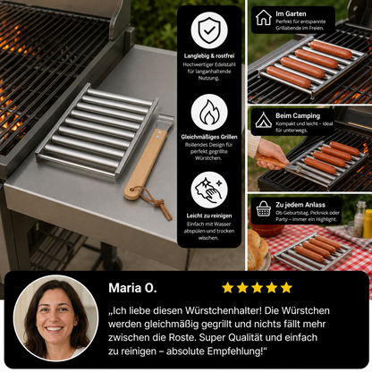 Edelstahl Würstchenhalter – Rollbarer Grillaufsatz für Hotdogs & Würstchen