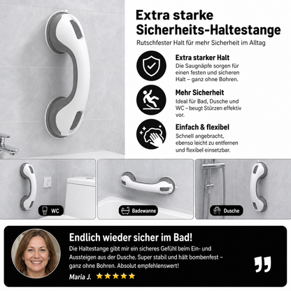 Extra starke Sicherheits-Haltestange mit Saugnäpfen – Rutschfester Haltegriff fürs Badezimmer