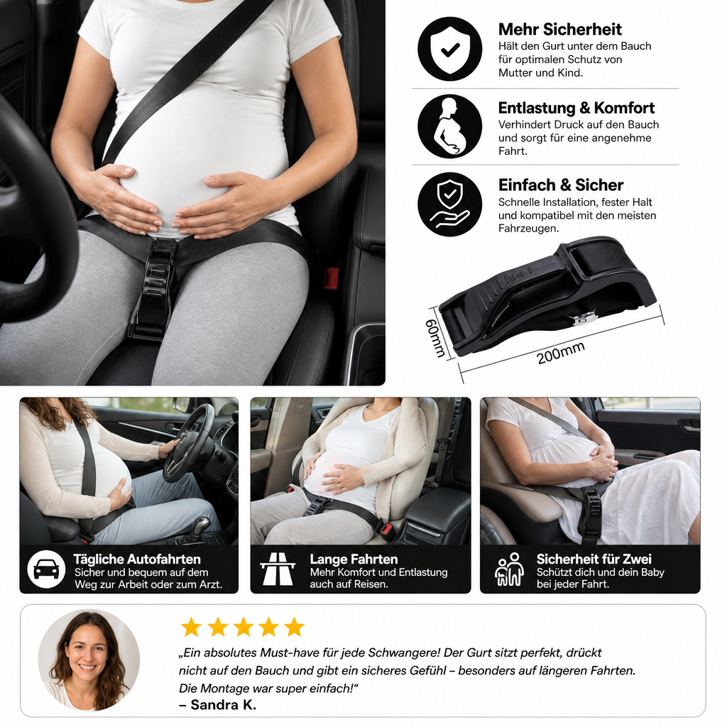 Bauchstützgurt für Schwangere im Auto – Verstellbare & bequeme Unterstützung für den Babybauch