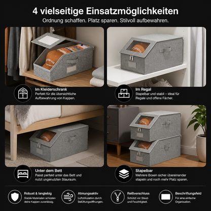 Stapelbare Aufbewahrungsbox für Baseballkappen – Platz für bis zu 24 Caps
