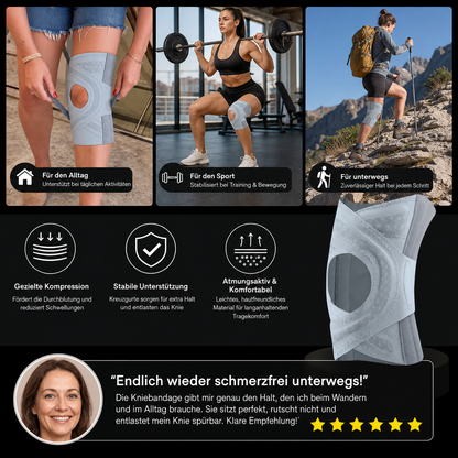 Verstellbare Kompressions-Kniebandage mit Kreuzgurten für Sport & Gelenkunterstützung