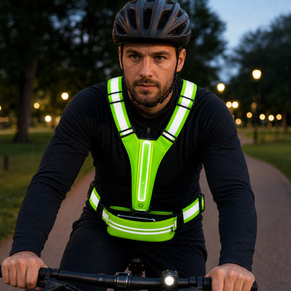 Reflektierende LED-Laufweste mit wasserdichter Handytasche