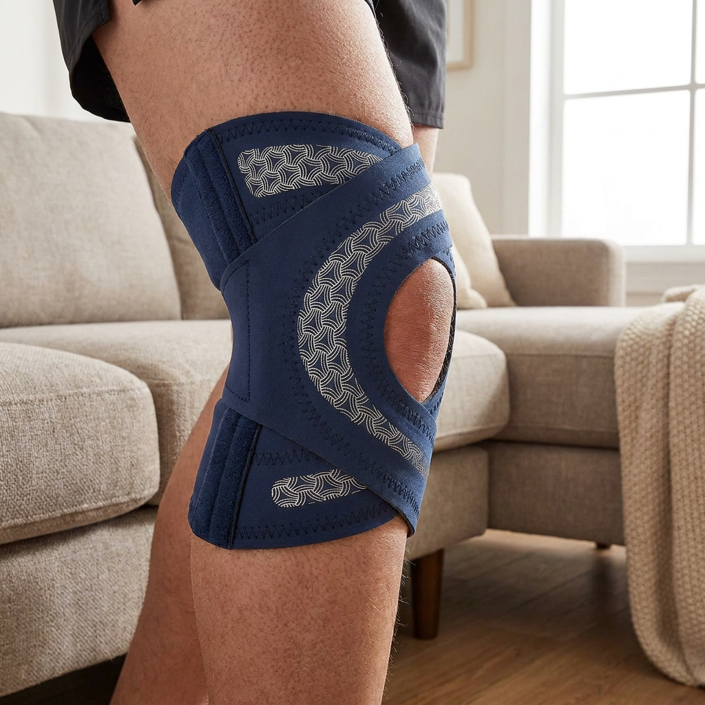 Verstellbare Kompressions-Kniebandage mit Kreuzgurten für Sport & Gelenkunterstützung