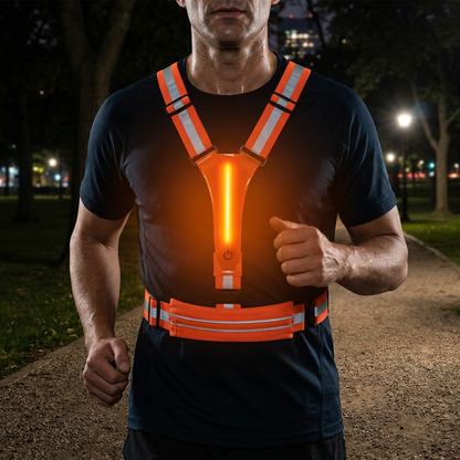 Reflektierende LED-Laufweste mit wasserdichter Handytasche
