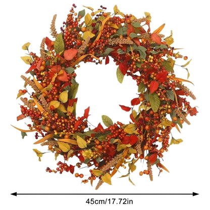 Herbstlicher Rattan Wandkranz mit Beeren und Blättern