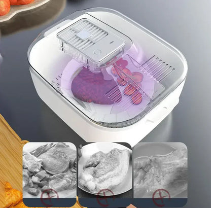 Multifunktionale Obst und Gemüse Reinigungsbox – Automatischer Reiniger mit Abtropfkorb und Aufbewahrungsdeckel
