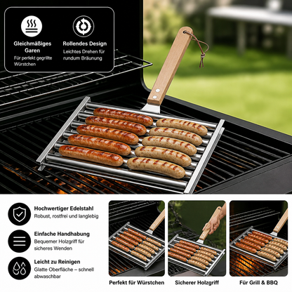 Edelstahl Würstchenhalter – Rollbarer Grillaufsatz für Hotdogs & Würstchen