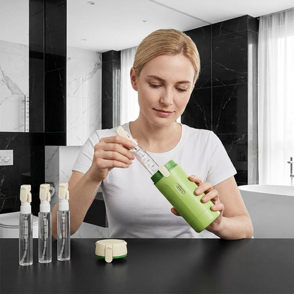 4-in-1 Reisebehälter – Auslaufsichere Flasche für Shampoo, Duschgel & Kosmetik