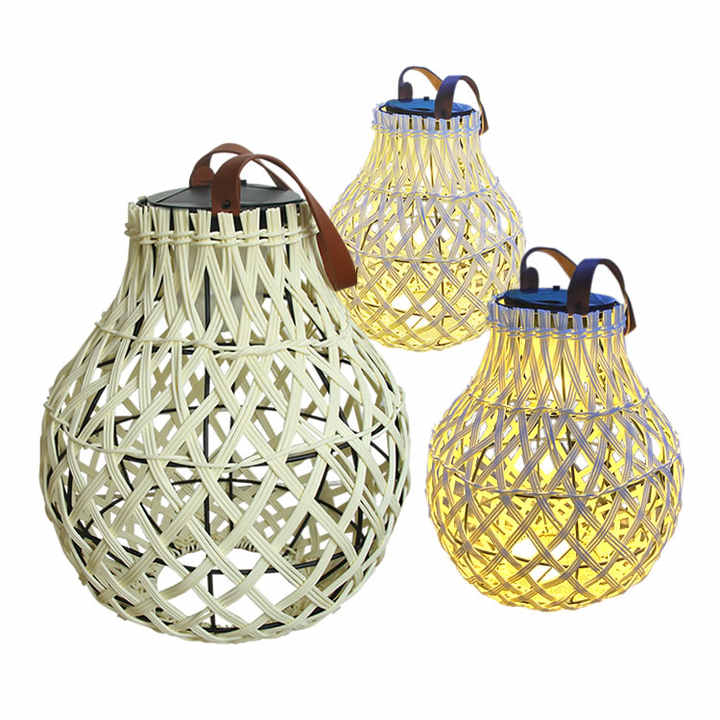 Solar LED Rattan-Laterne – Große Außenbeleuchtung Im Oval-Design für Garten Und Terrasse