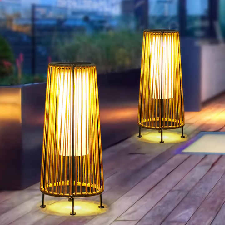Solar LED Rattan-Laterne – Große Außenbeleuchtung Im Oval-Design für Garten Und Terrasse