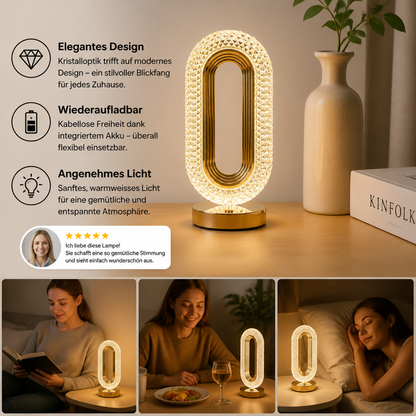 Wiederaufladbare Kristall-LED-Tischlampe – Elegantes stimmungsvolles Nachtlicht