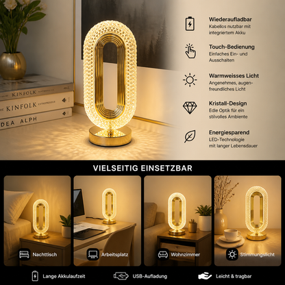 Wiederaufladbare Kristall-LED-Tischlampe – Elegantes stimmungsvolles Nachtlicht