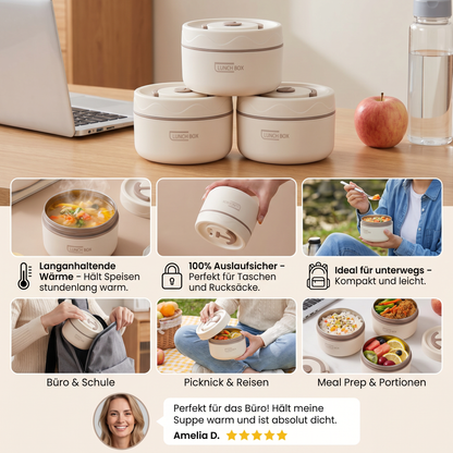 3-teiliges Lunchbox Set – Isoliert, Auslaufsicher und praktisch für unterwegs
