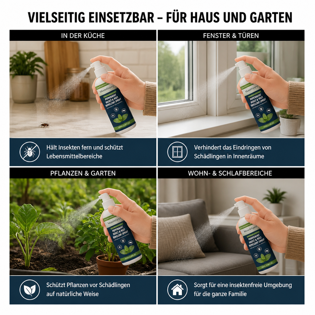 Pfefferminzöl Insekten- und Schädlingsabwehrspray – Für Haus und Garten